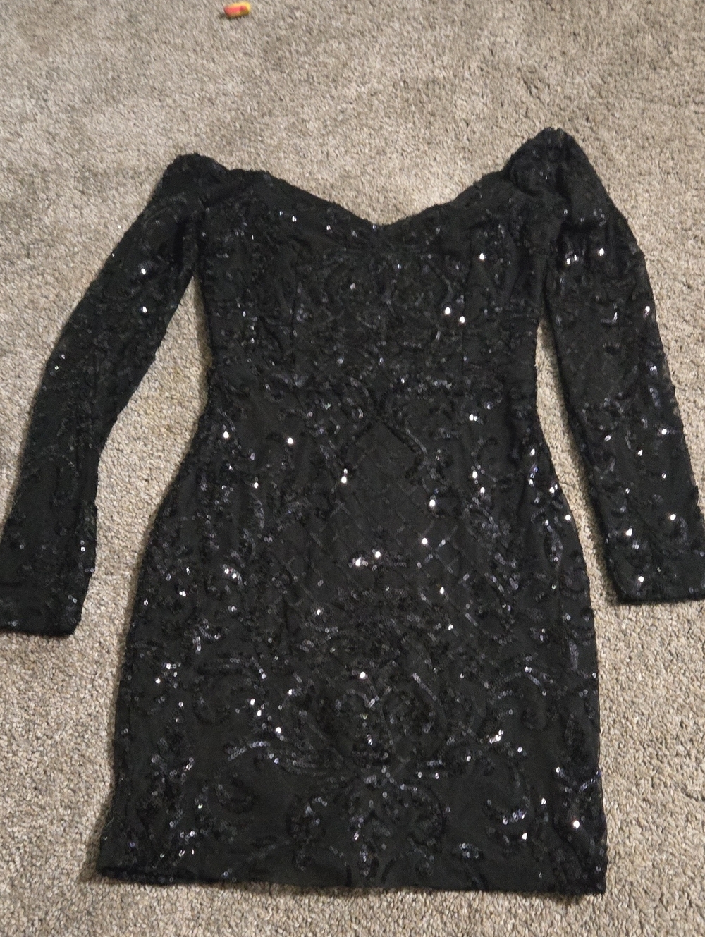 Windsor Maddie Black Off-Shoulder Sequin Mini Dress